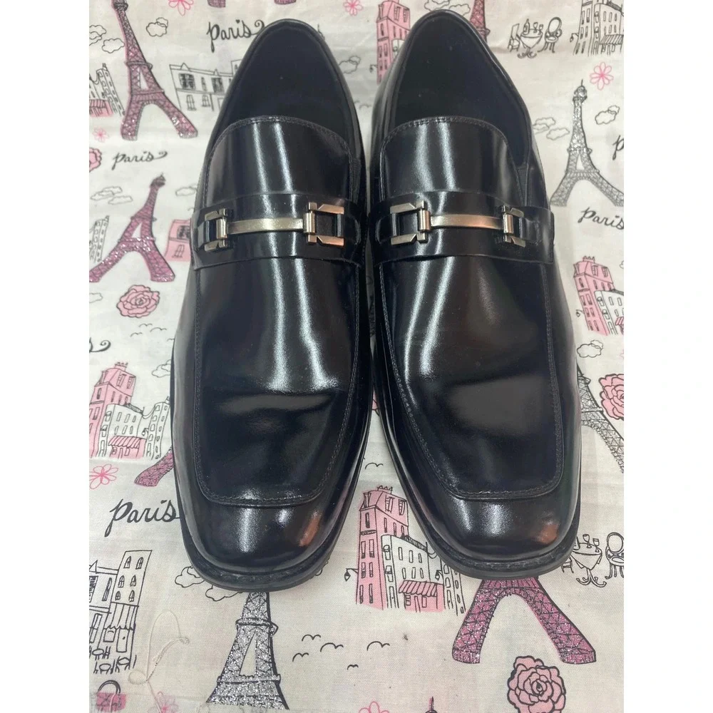 Stacy Adams Mens Black Leather Bit Loafers Dress Shoes 20133-001 Size 10M